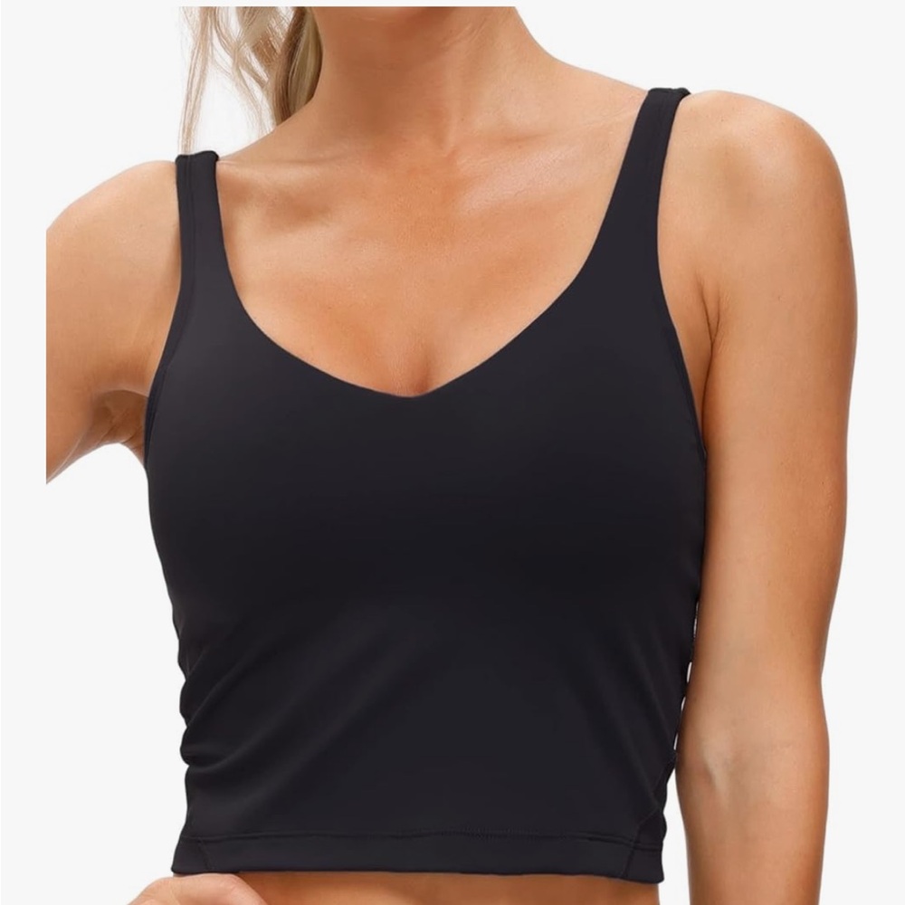 NWOT Amazon Black cropped tank with built in bra and padding